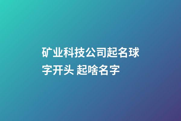 矿业科技公司起名球字开头 起啥名字-第1张-公司起名-玄机派